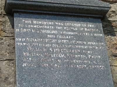 Badbea Monument Inscription