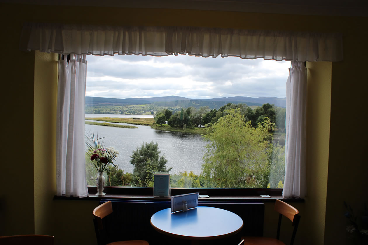 View from the cafe window looking over the Kyle of Sutherland
