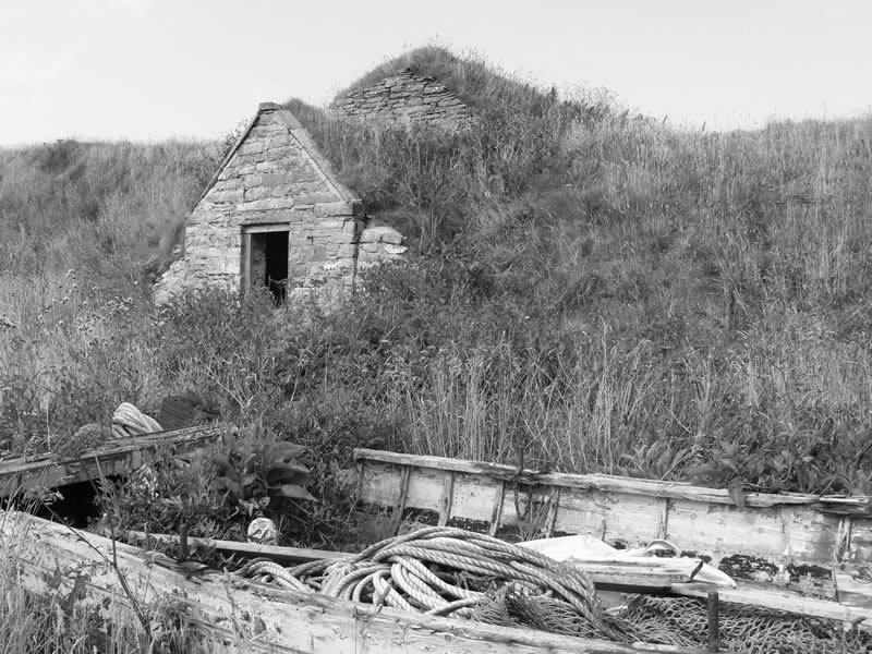 Old traditional fishing boat Keiss harbour