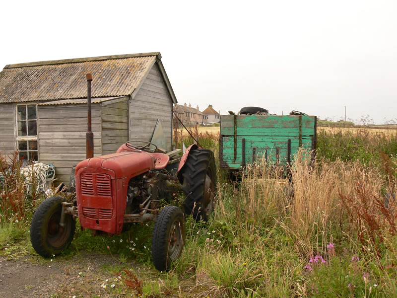 Old tractor and trailer
