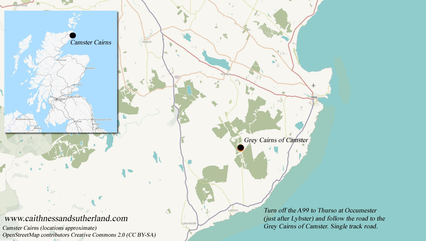 Camster Cairns location map