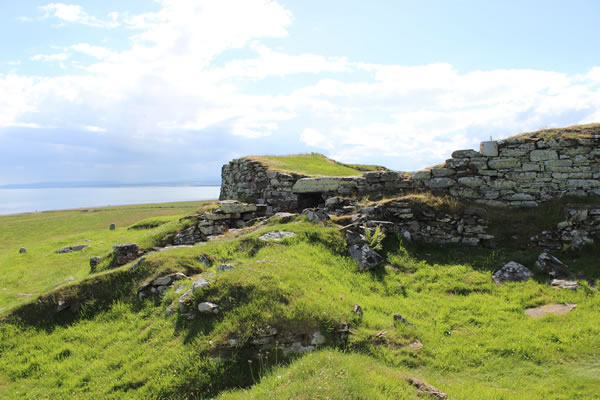 Outside of Carn Liath broch and the nearby coastal view