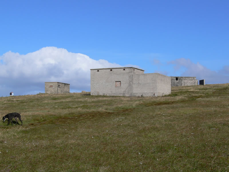 Old military buildings and observation stations at Dunnet Head