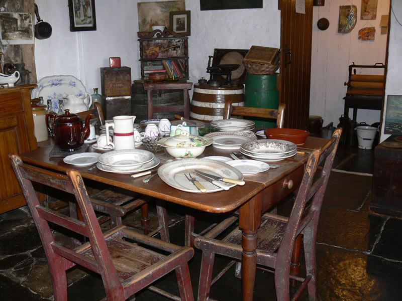 Kitchen table at Laidhay Croft