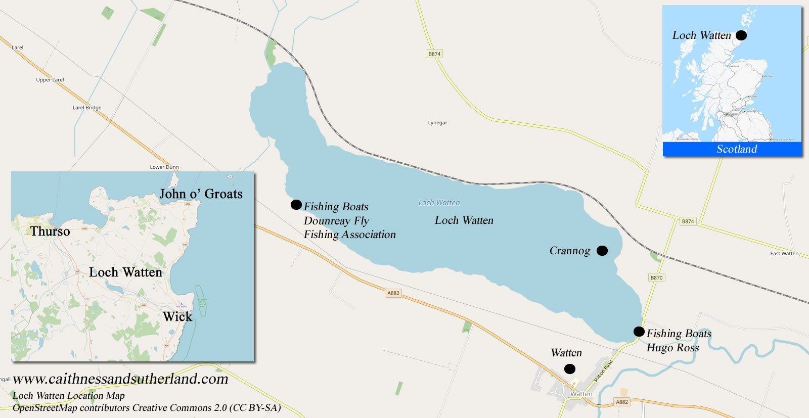 Loch Watten Trout Fishing Loch - Location Map