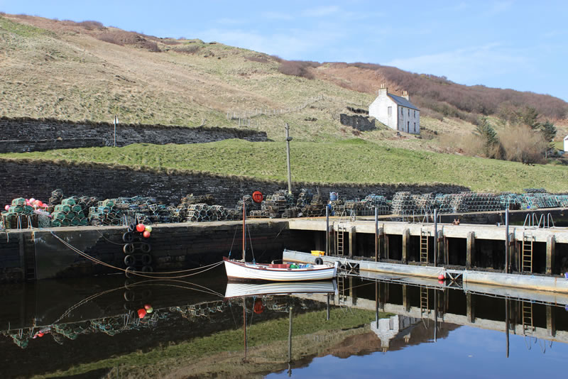 Lybster harbour area with stacked creels