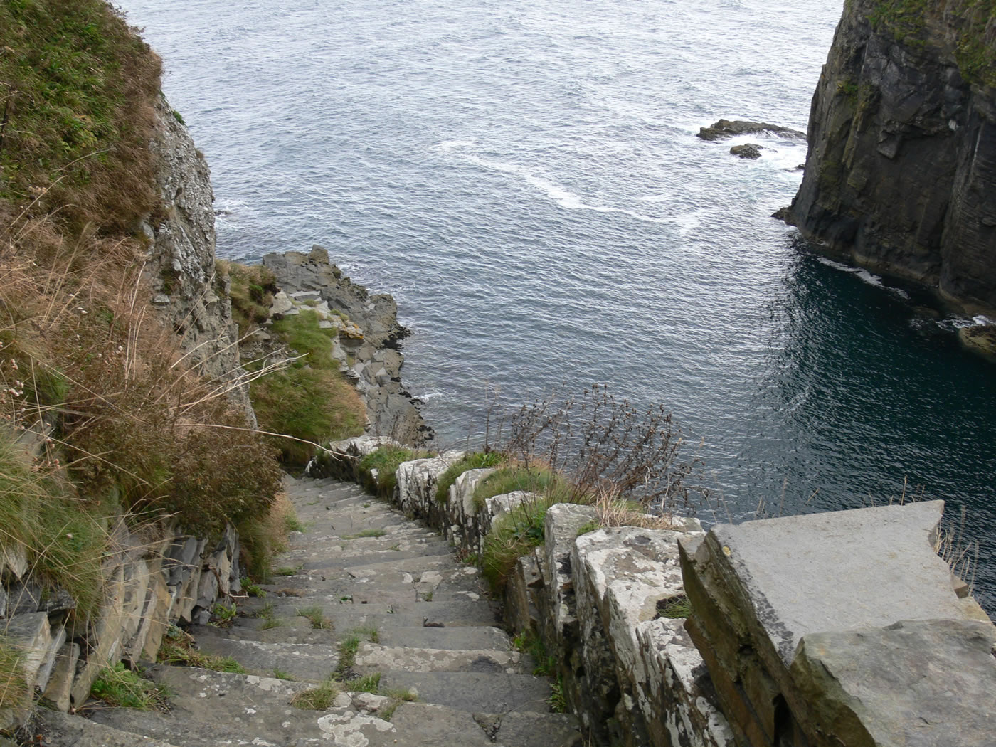 View down part of the Whaligoe Steps.