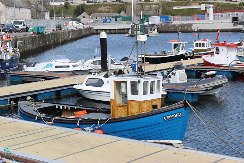 Wick harbour traditional fishing boat
